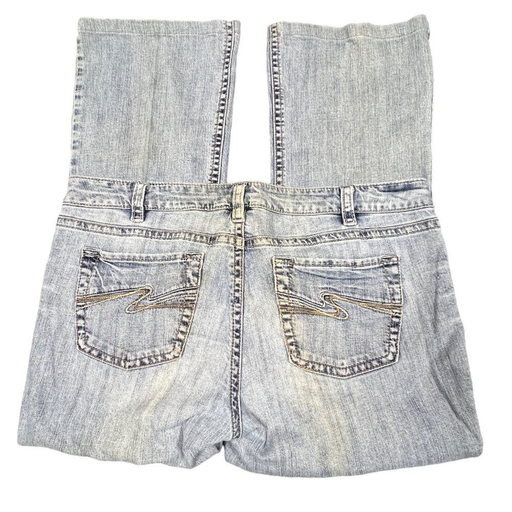Silver Jeans Aiko Womens 40x29 Bootcut Light Wash Blue Denim Embroidered Pant‎